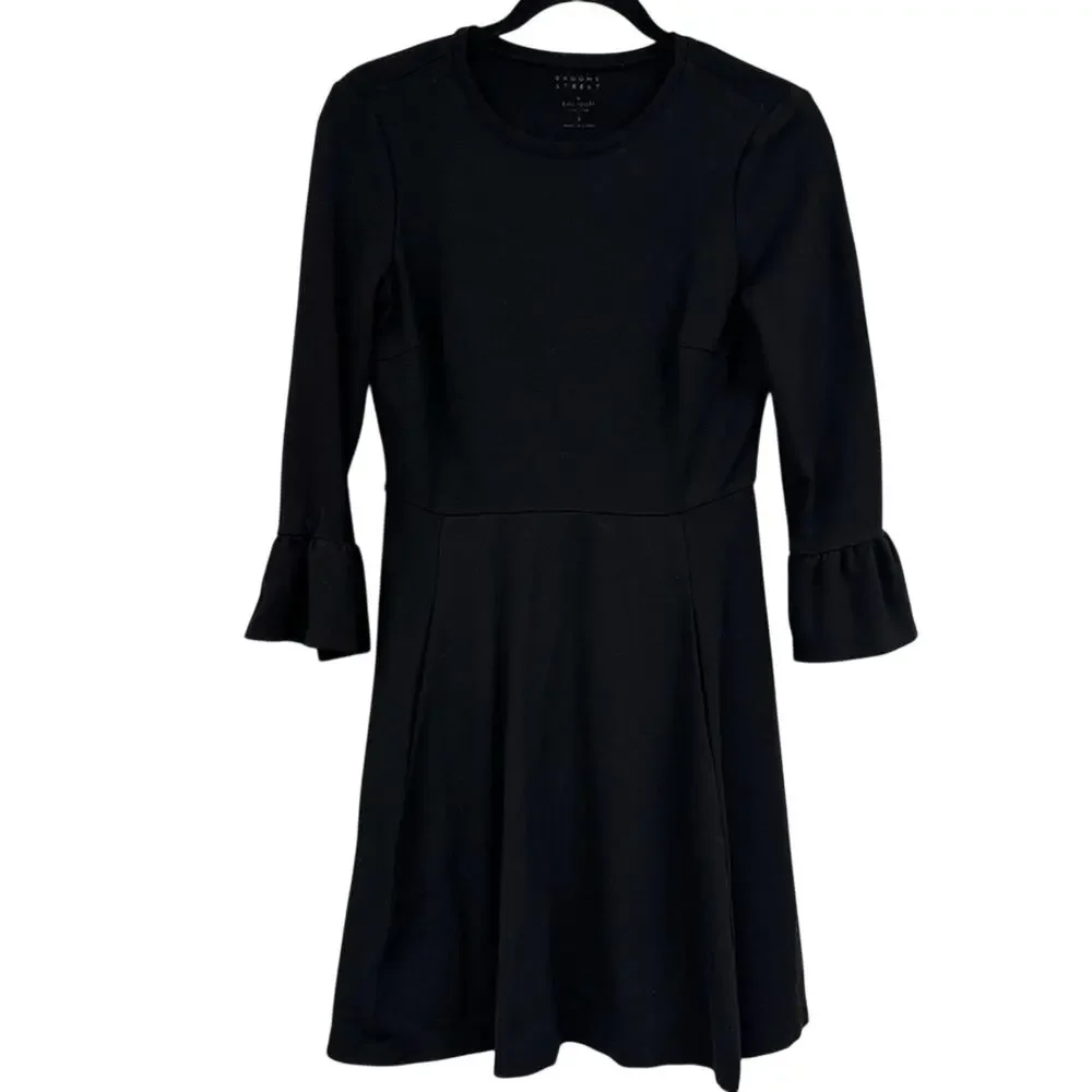 Kate Spade Broome Street Black Bell Sleeve Ponte Mini Dress Womens S Whimsigoth